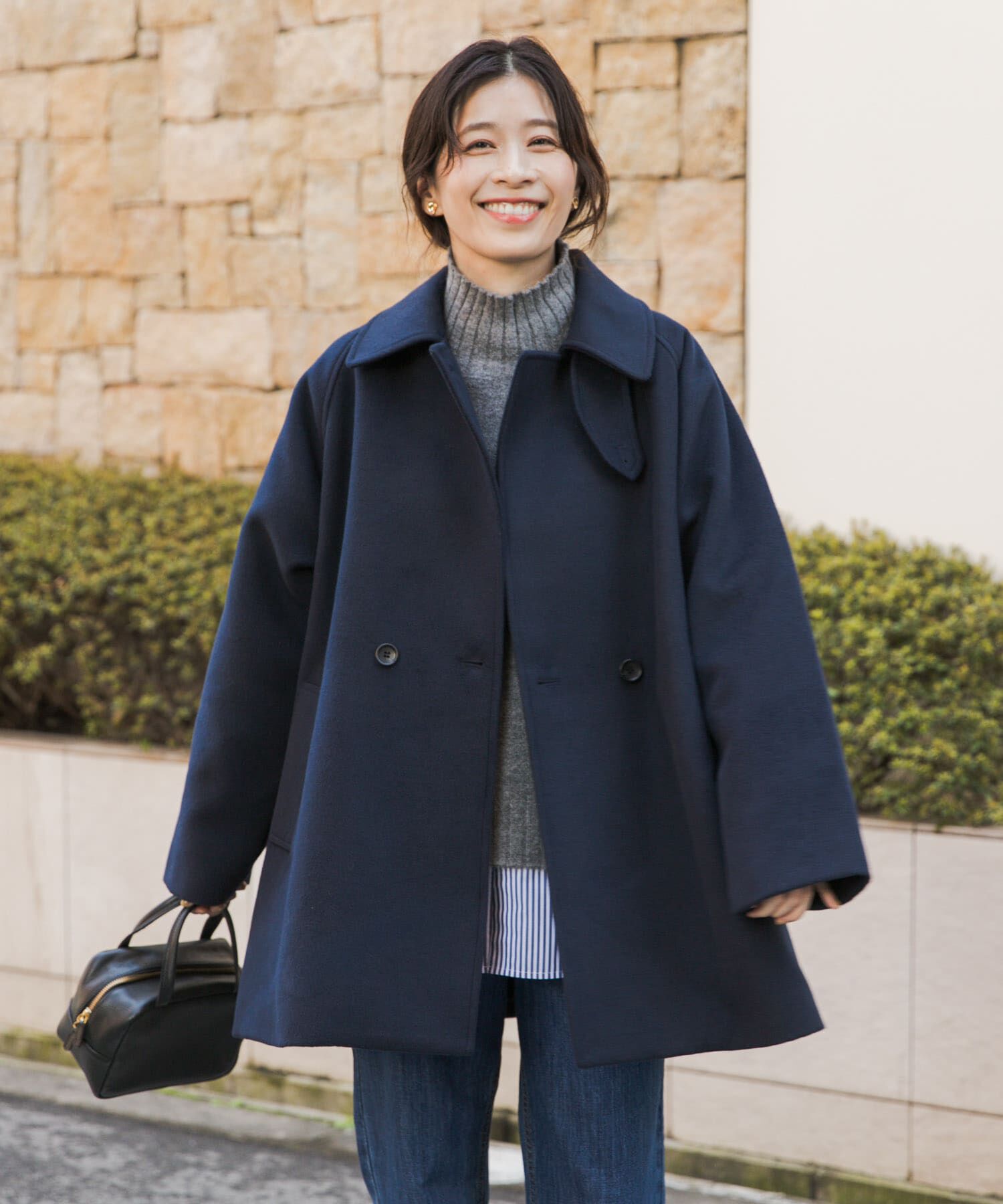 URBAN RESEARCH DOORS「『UR TECH』ミドル丈コート」|ノーカラーコート|