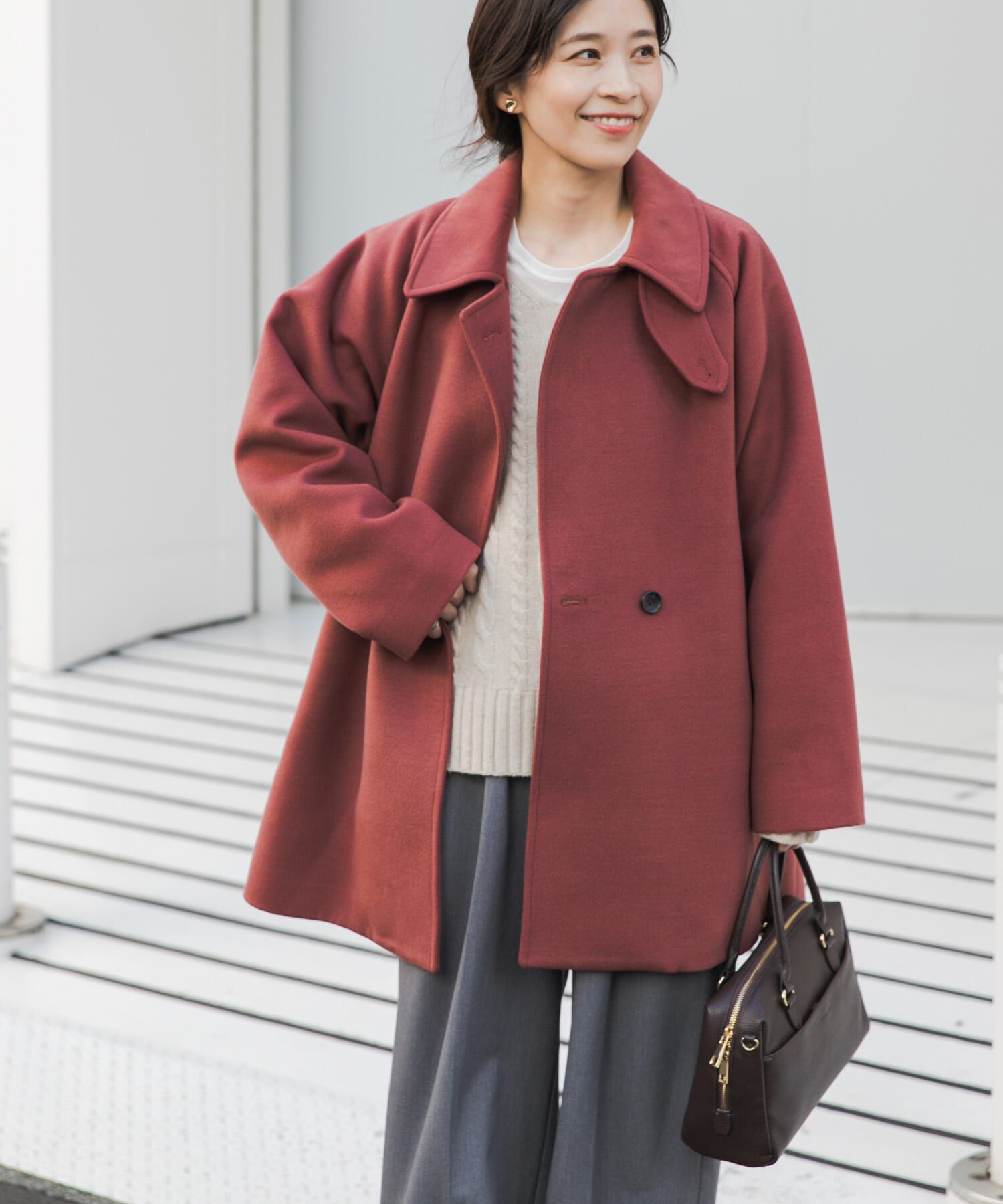 URBAN RESEARCH DOORS「『UR TECH』ミドル丈コート」|ノーカラーコート|