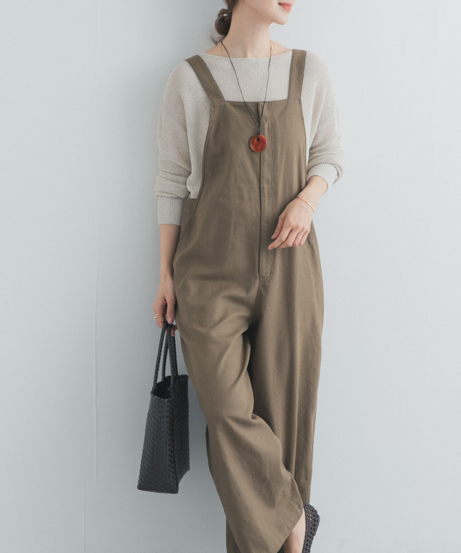 URBAN RESEARCH DOORS「フロントZIPサロペット」|スカート|カーキ