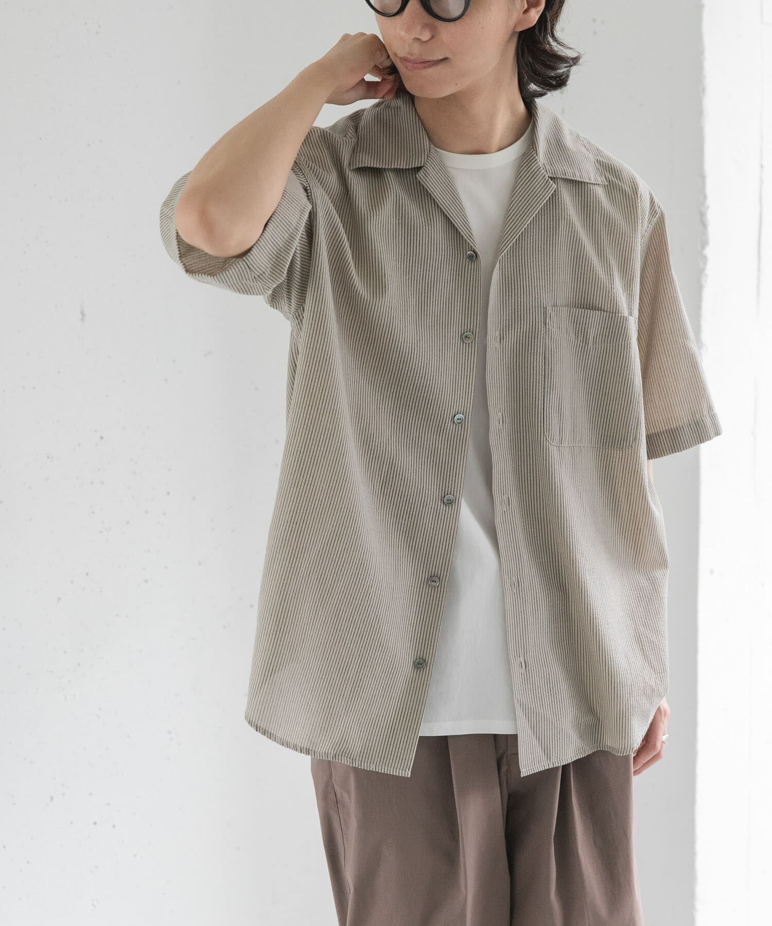 URBAN RESEARCH DOORS「FORK&SPOON　シアーストライプシャツ」|シャツ・ブラウス|
