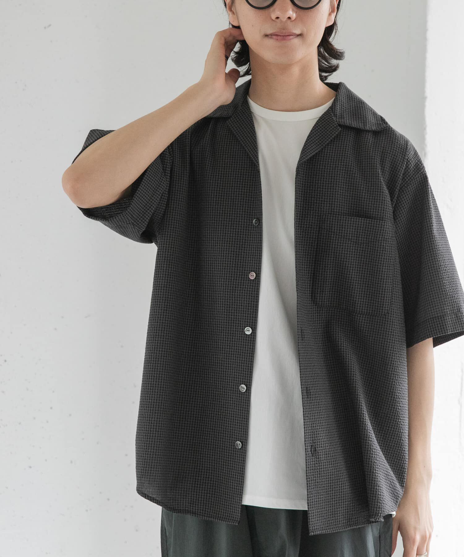 URBAN RESEARCH DOORS「FORK&SPOON　シアサッカーショートスリーブシャツ」|シャツ・ブラウス|