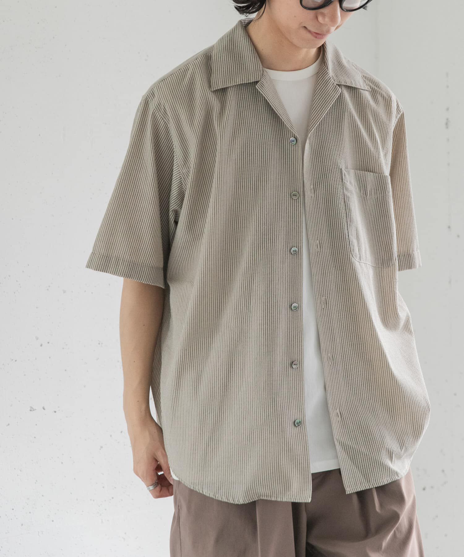 URBAN RESEARCH DOORS「FORK&SPOON　シアサッカーショートスリーブシャツ」|シャツ・ブラウス|