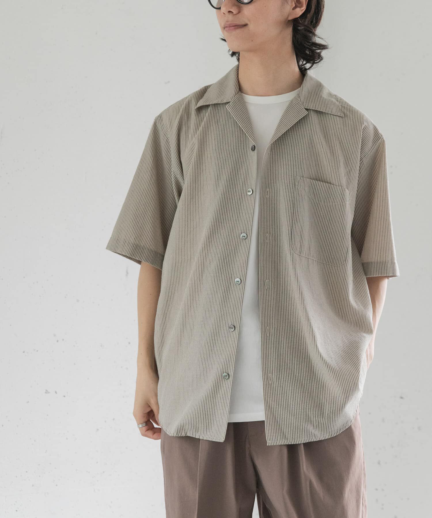 URBAN RESEARCH DOORS「FORK&SPOON　シアサッカーショートスリーブシャツ」|シャツ・ブラウス|