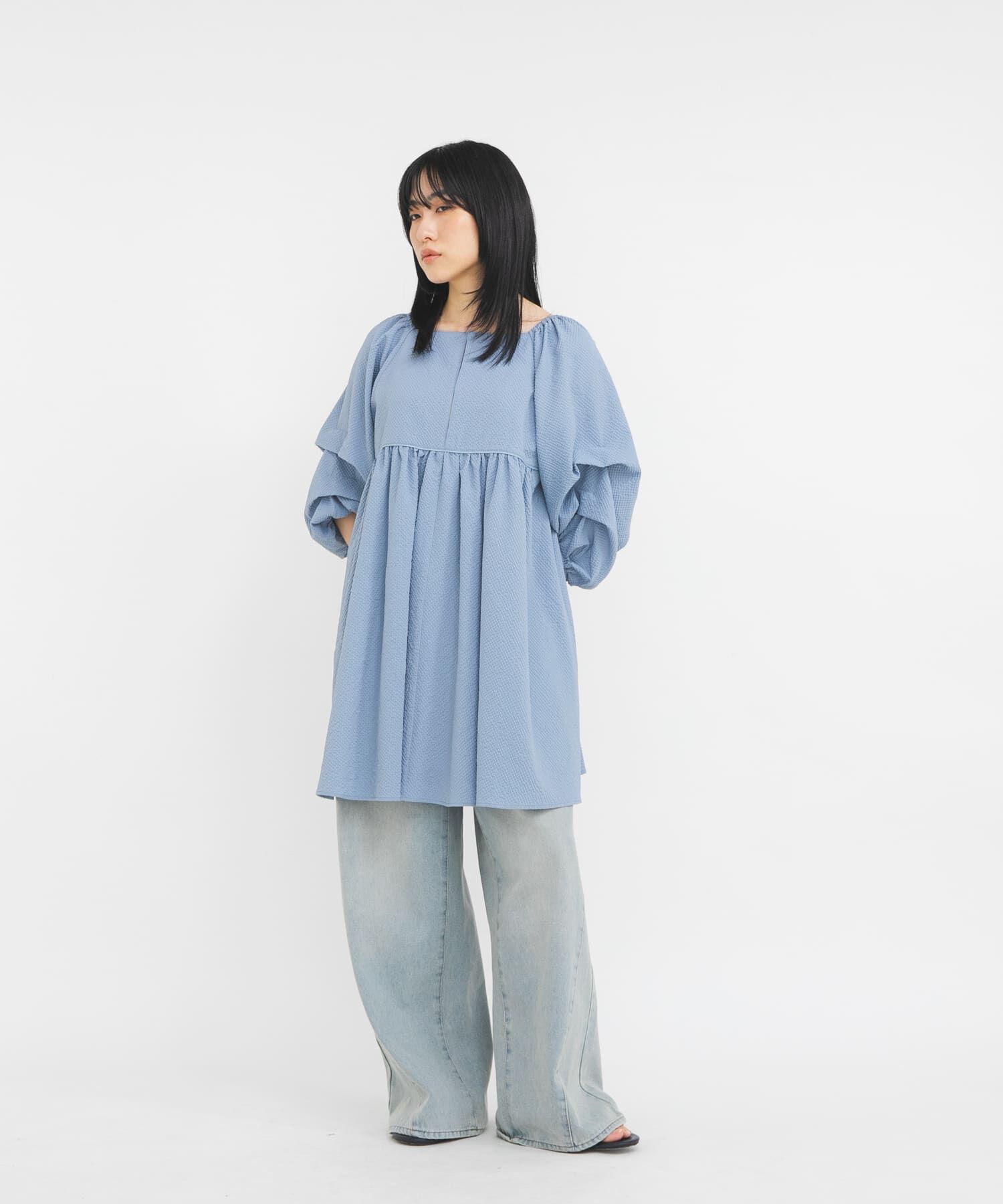  「タックスリーブミニワンピース」|その他|