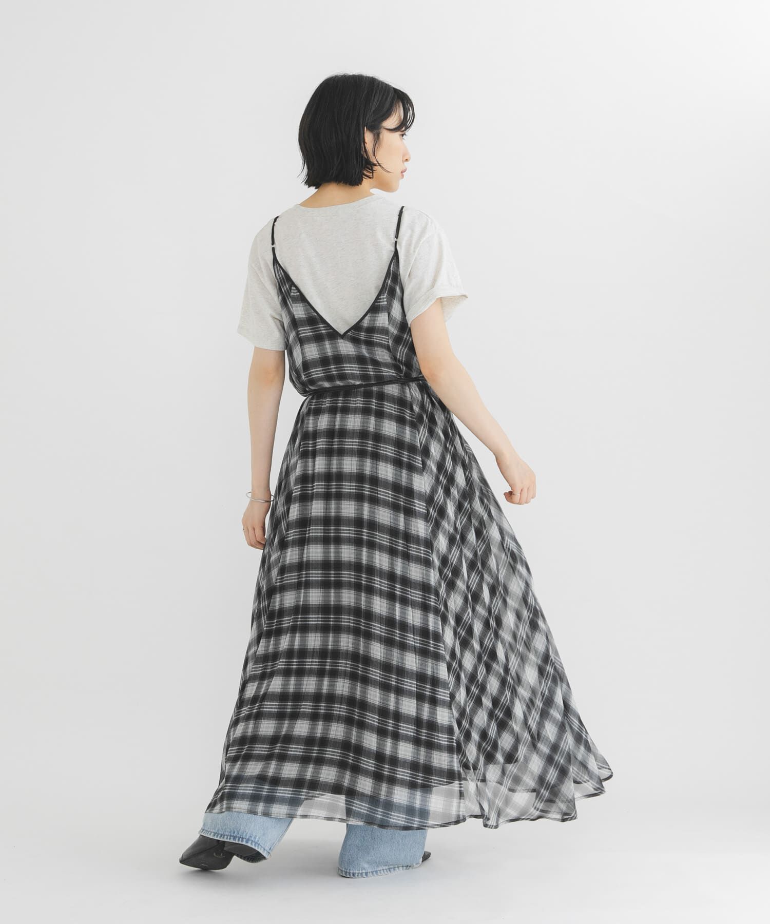  「チェックプリーツキャミワンピース」|その他|