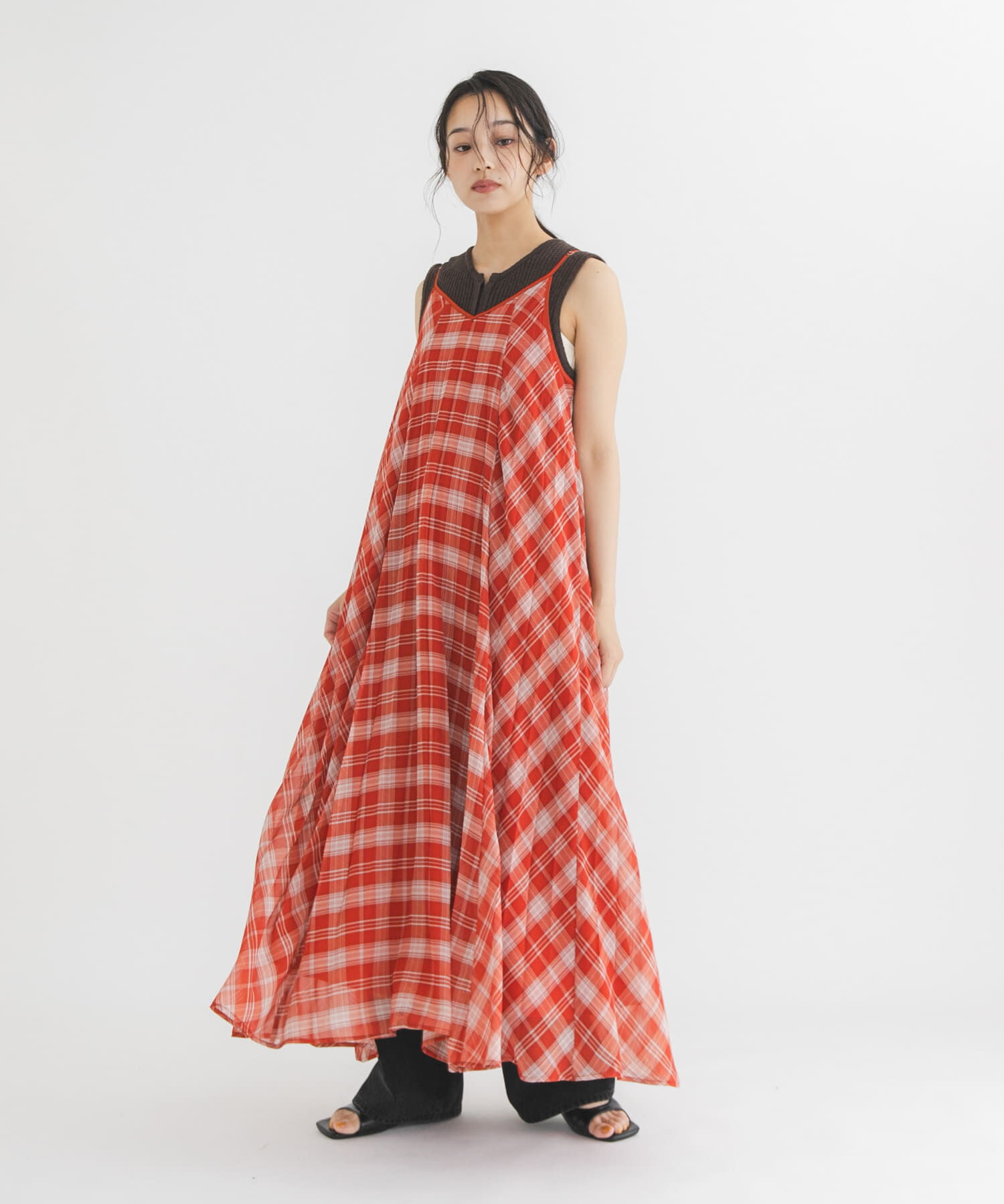  「チェックプリーツキャミワンピース」|その他|