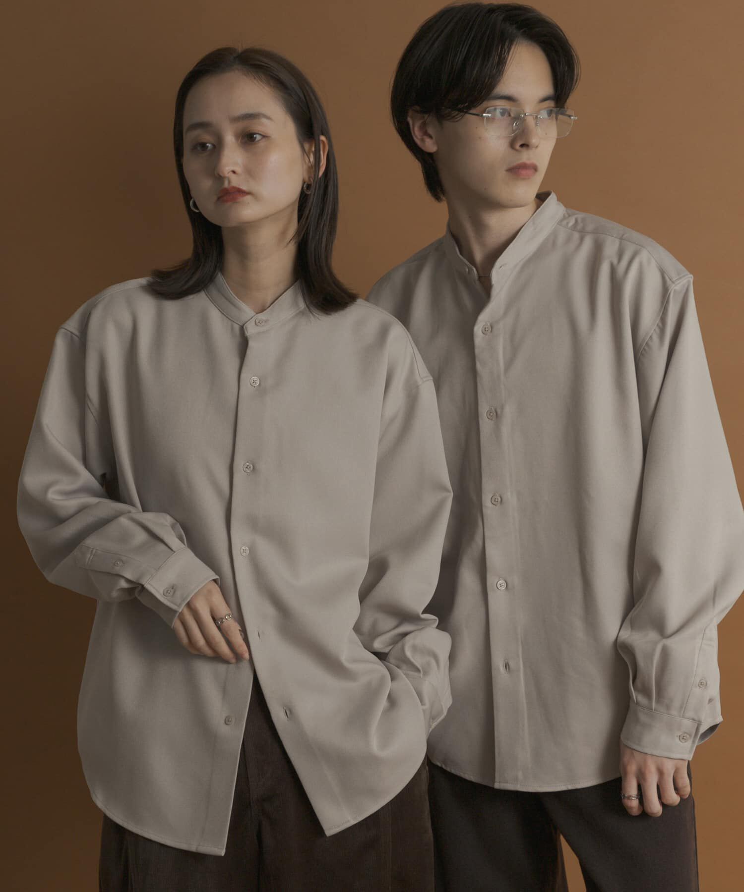 SENSE OF PLACE by URBAN RESEARCH「ウールライクバンドカラールーズシャツ」|シャツ・ブラウス|ライトベージュ