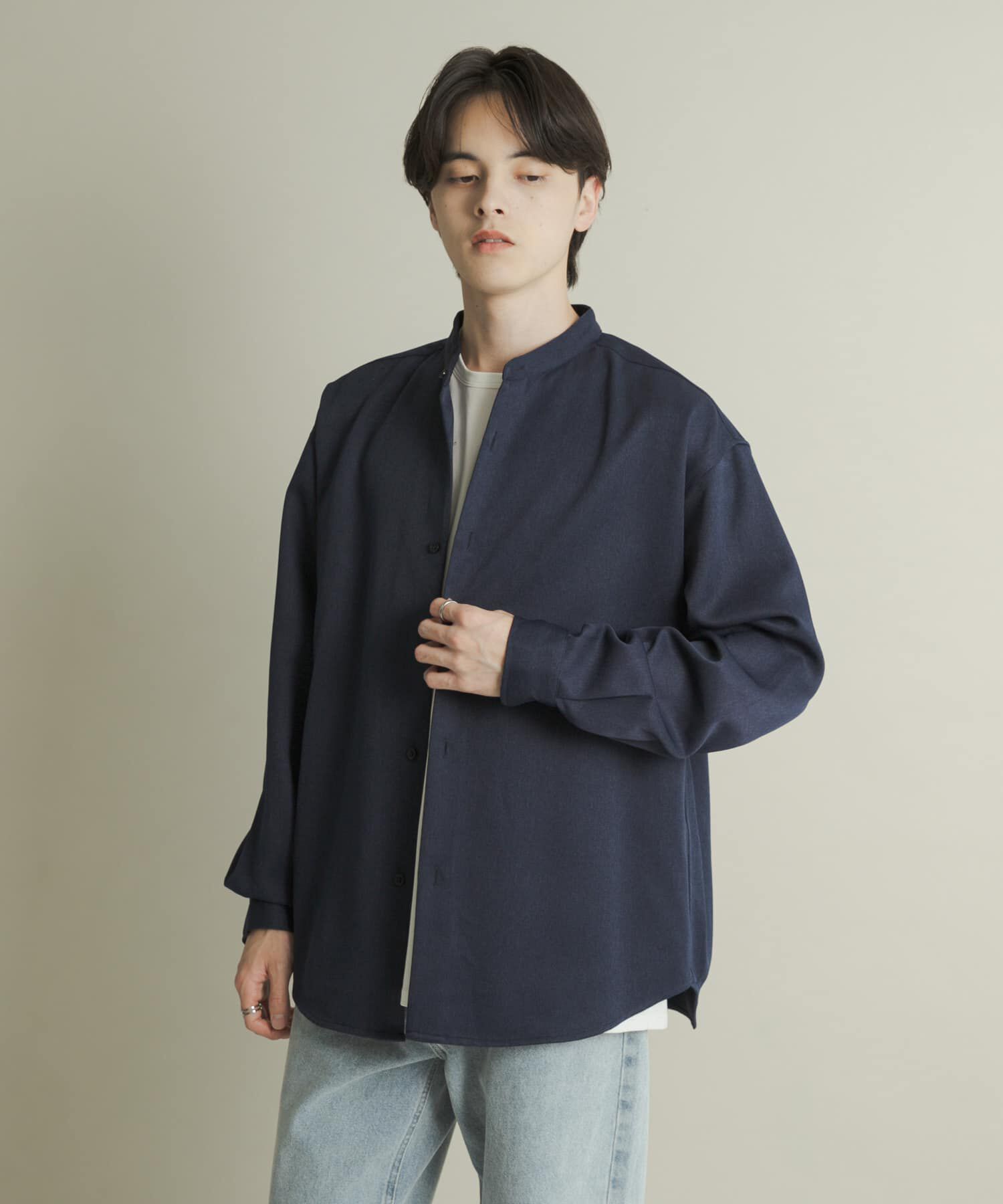 SENSE OF PLACE by URBAN RESEARCH「ウールライクバンドカラールーズシャツ」|シャツ・ブラウス|