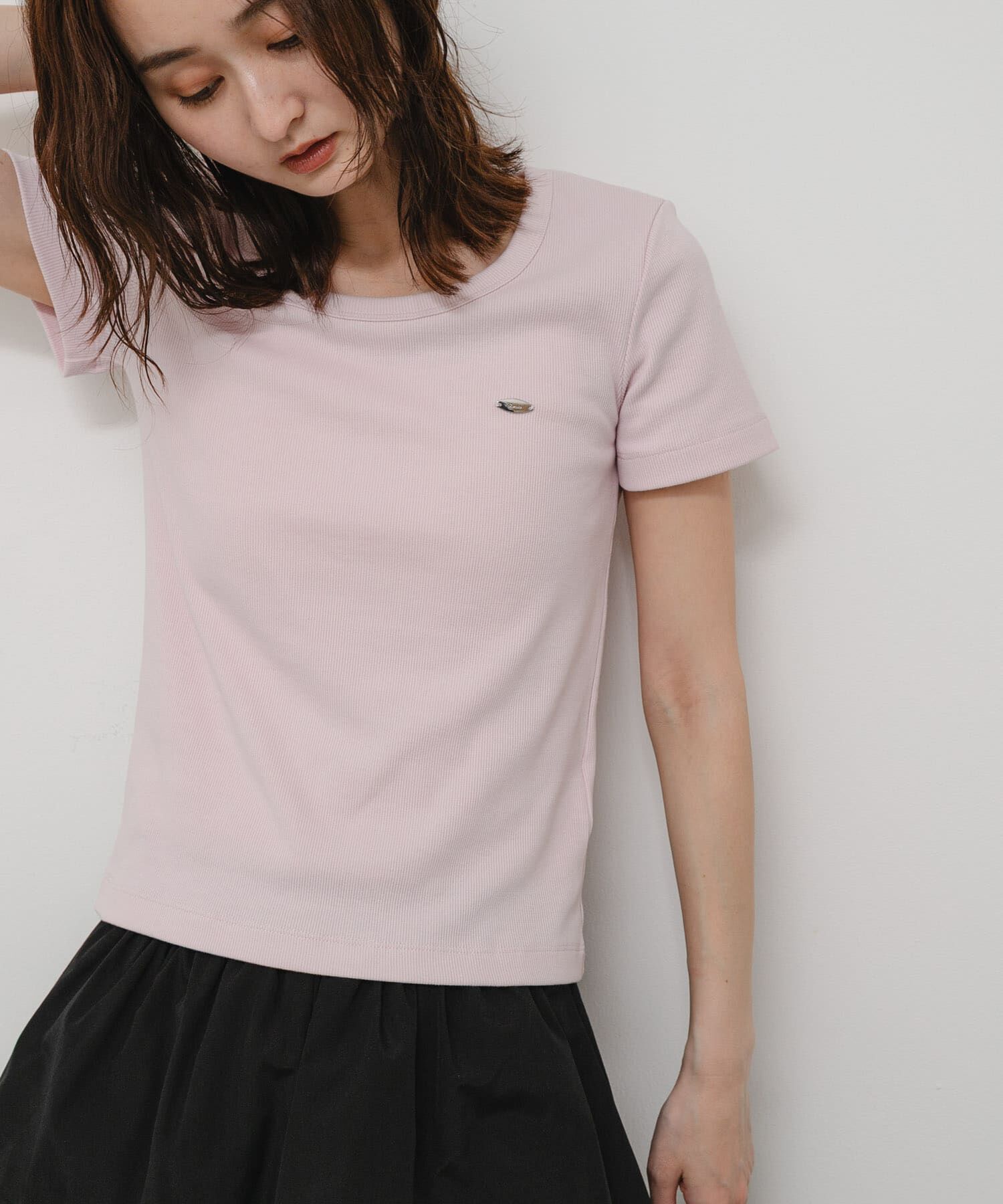 SENSE OF PLACE by URBAN RESEARCH「『一部WEB限定カラー』ラウンドネックリブTシャツ(半袖)」|Tシャツ・カットソー|ピンク