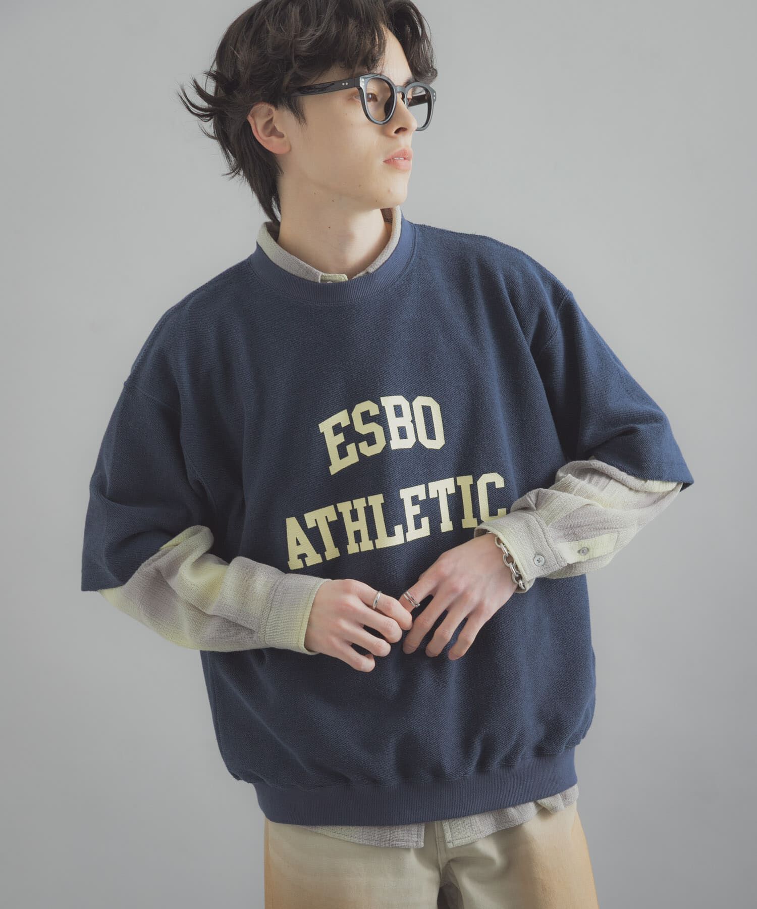SENSE OF PLACE by URBAN RESEARCH「カレッジスウェットショートスリーブTシャツ」|スウェット・ジャージ|ネイビー