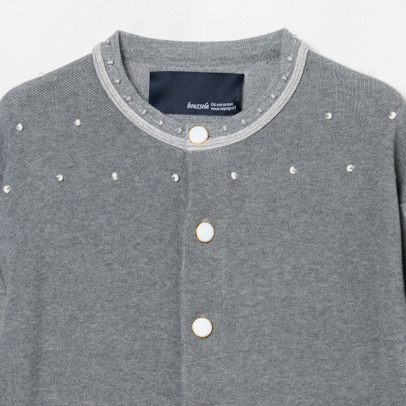  「boussole EMBROIDERY CREW CARDIGAN」|ニット・セーター|