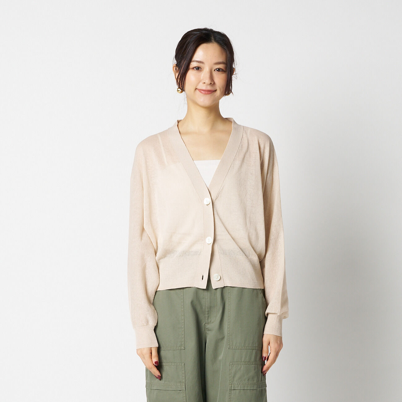HELIOPOLE「HELIOPOLE SHEER LINEN KNIT V NECK CARDIGAN」|ニット・セーター|