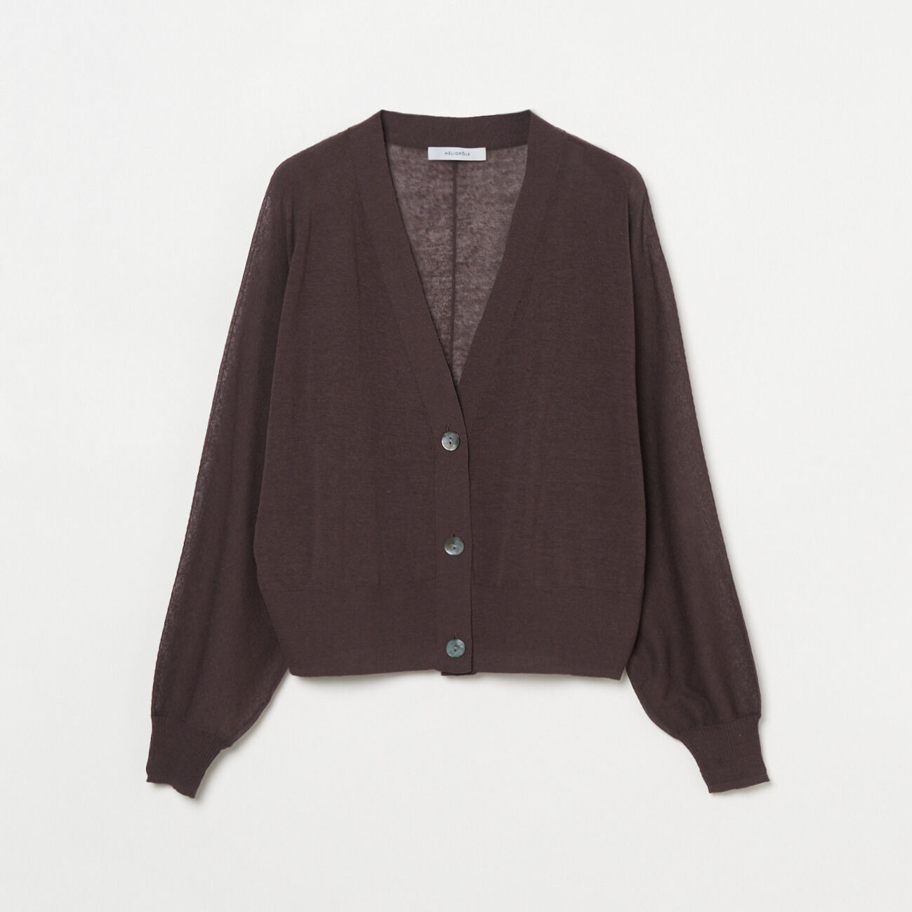 HELIOPOLE「HELIOPOLE SHEER LINEN KNIT V NECK CARDIGAN」|ニット・セーター|ダークブラウン