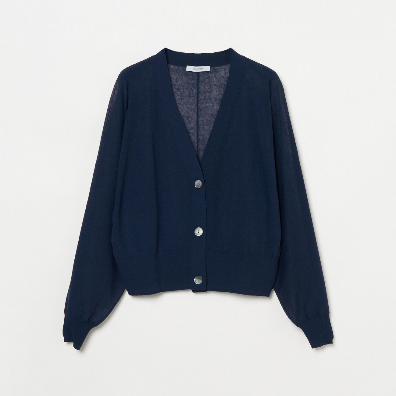 HELIOPOLE「HELIOPOLE SHEER LINEN KNIT V NECK CARDIGAN」|ニット・セーター|ネイビー