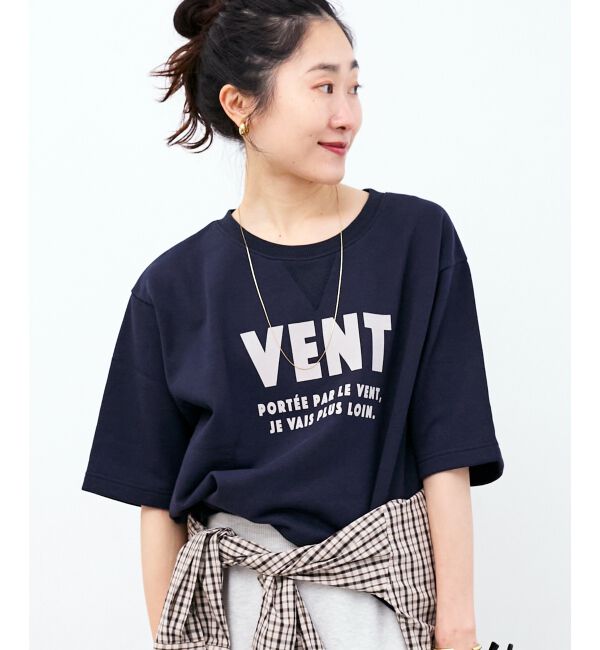  「フロッキーミニ裏毛ロゴプルオーバー」|Tシャツ・カットソー|ネイビー