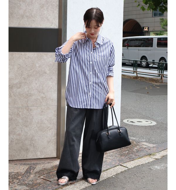  「裾レースタックデニムパンツ」|デニム|