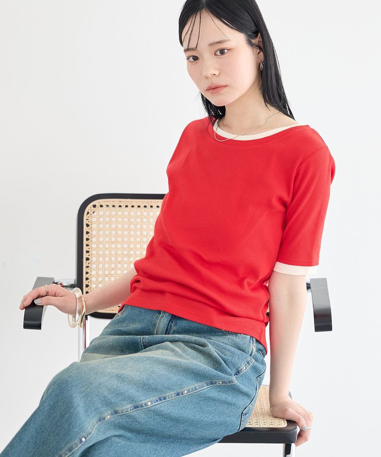 earth music&ecology「レイヤードライクバイカラープルオーバー」|Tシャツ・カットソー|