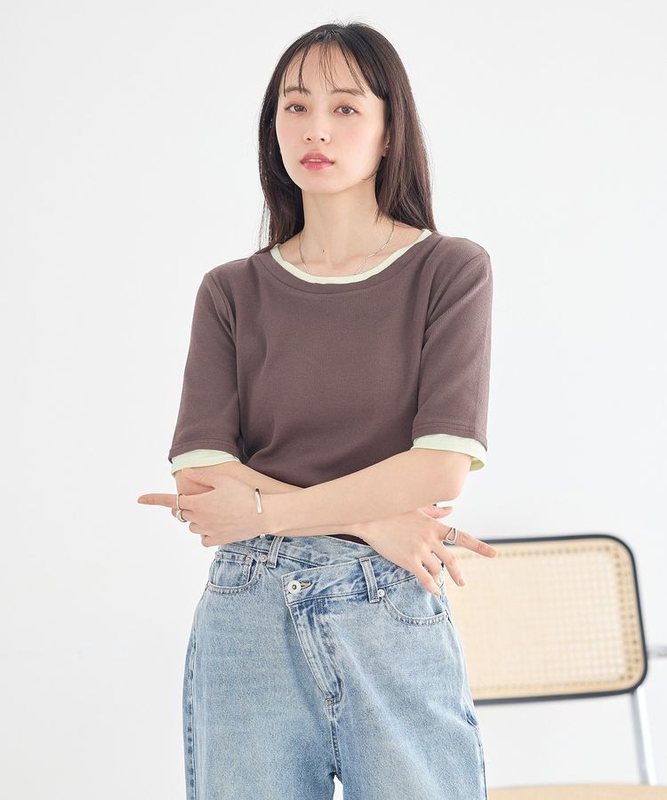 earth music&ecology「レイヤードライクバイカラープルオーバー」|Tシャツ・カットソー|