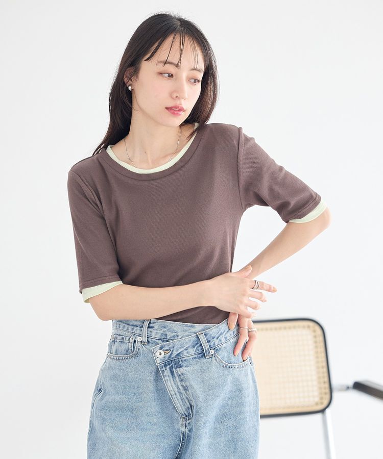 earth music&ecology「レイヤードライクバイカラープルオーバー」|Tシャツ・カットソー|