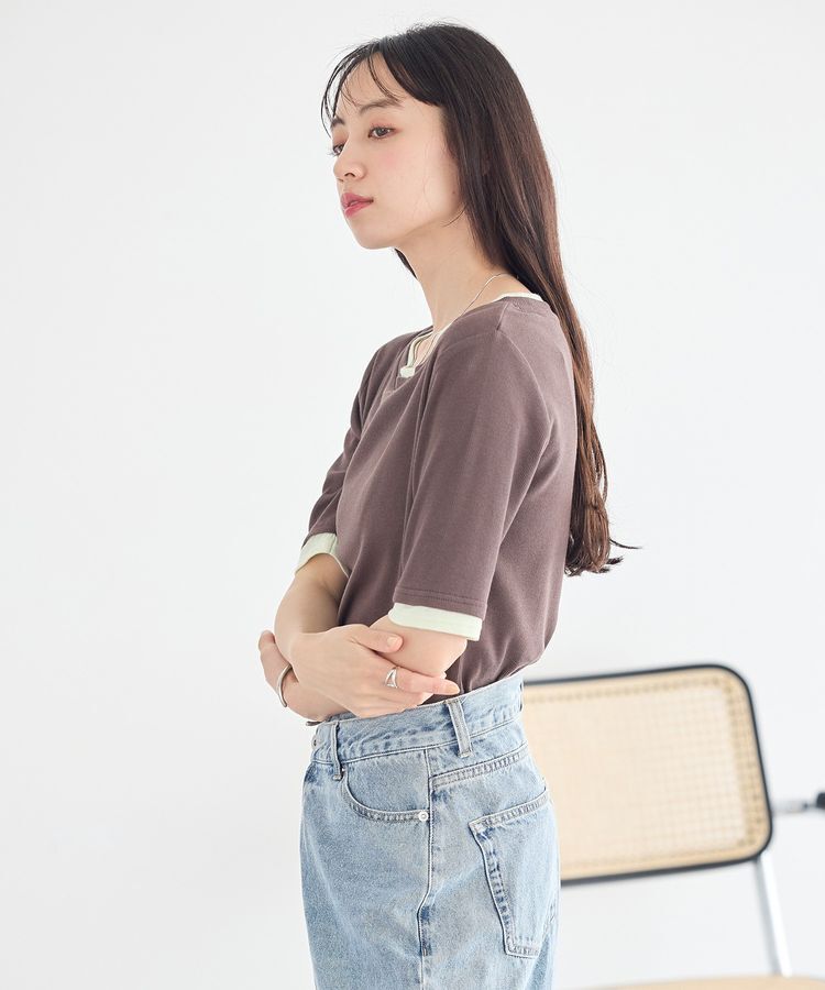 earth music&ecology「レイヤードライクバイカラープルオーバー」|Tシャツ・カットソー|