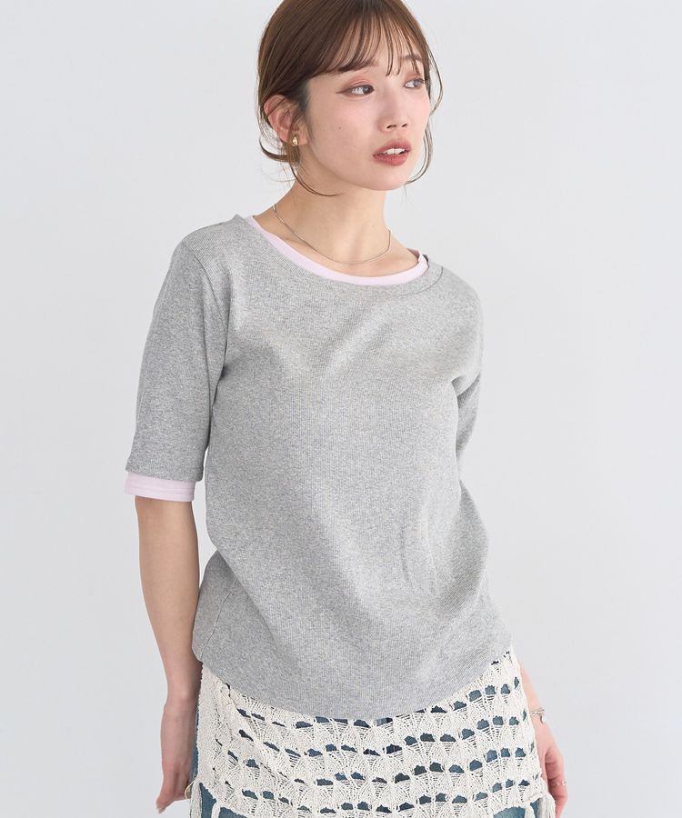 earth music&ecology「レイヤードライクバイカラープルオーバー」|Tシャツ・カットソー|Gray