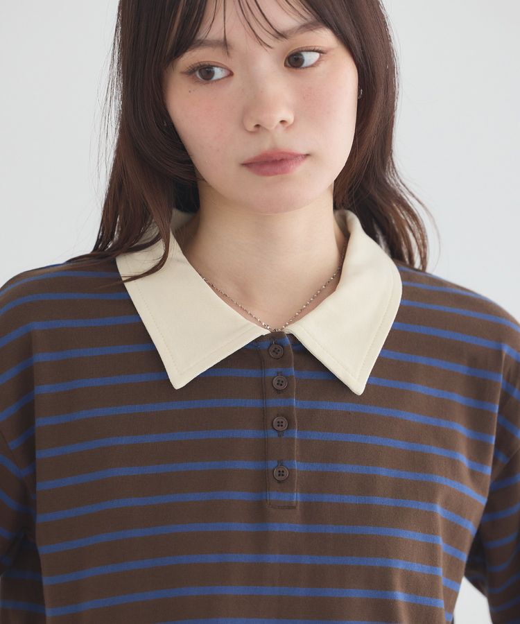 earth music&ecology「ボーダーフリルポロ」|Tシャツ・カットソー|