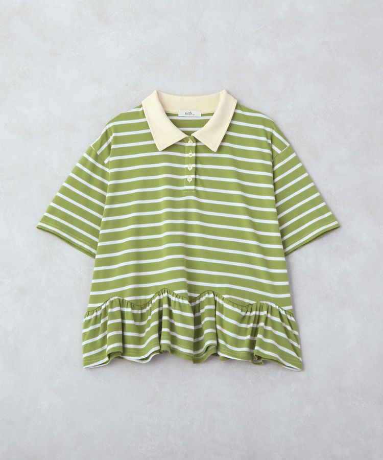 earth music&ecology「ボーダーフリルポロ」|Tシャツ・カットソー|