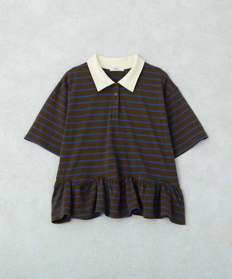 earth music&ecology「ボーダーフリルポロ」|Tシャツ・カットソー|