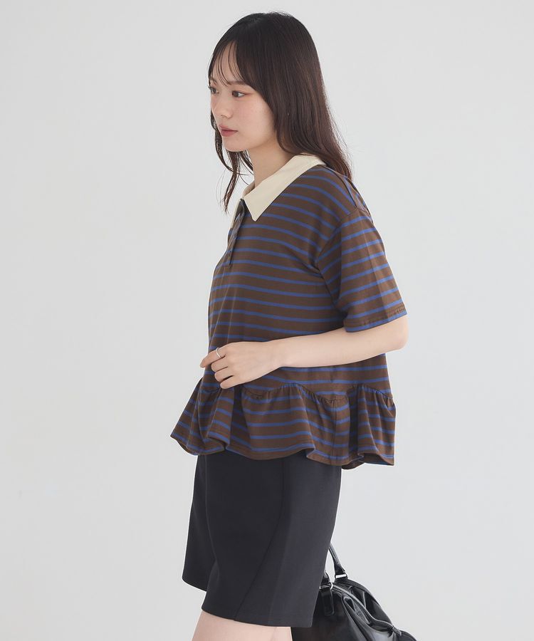 earth music&ecology「ボーダーフリルポロ」|Tシャツ・カットソー|