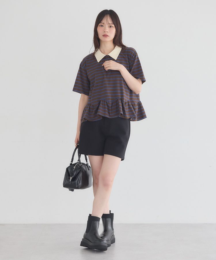 earth music&ecology「ボーダーフリルポロ」|Tシャツ・カットソー|