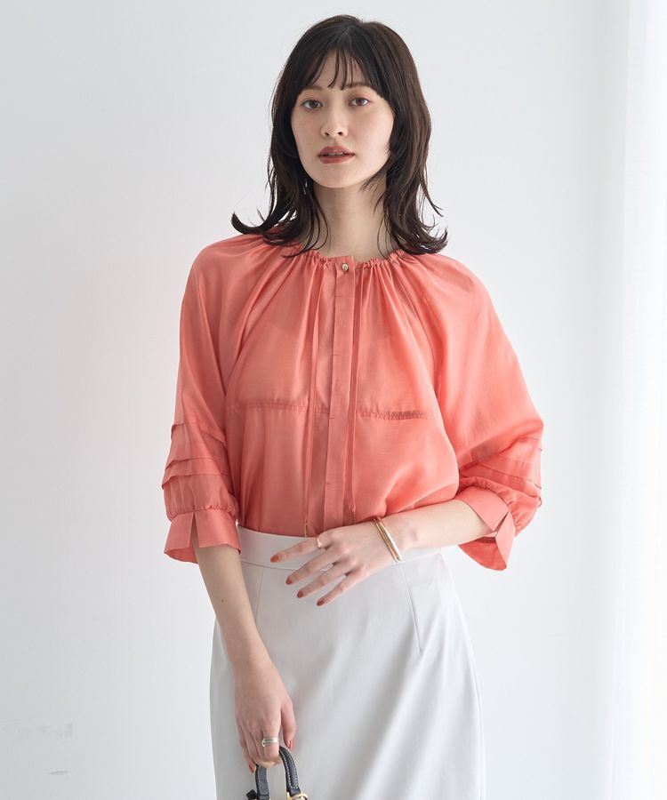 YECCA VECCA「タックスリーブシアーシャツ」|シャツ・ブラウス|Orange