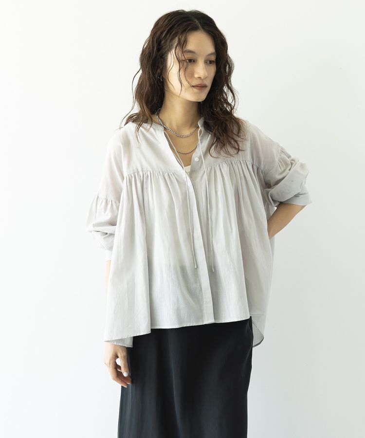 GARAGE OF GOOD CLOTHING「コットンギャザーブラウス」|シャツ・ブラウス|Light Gray