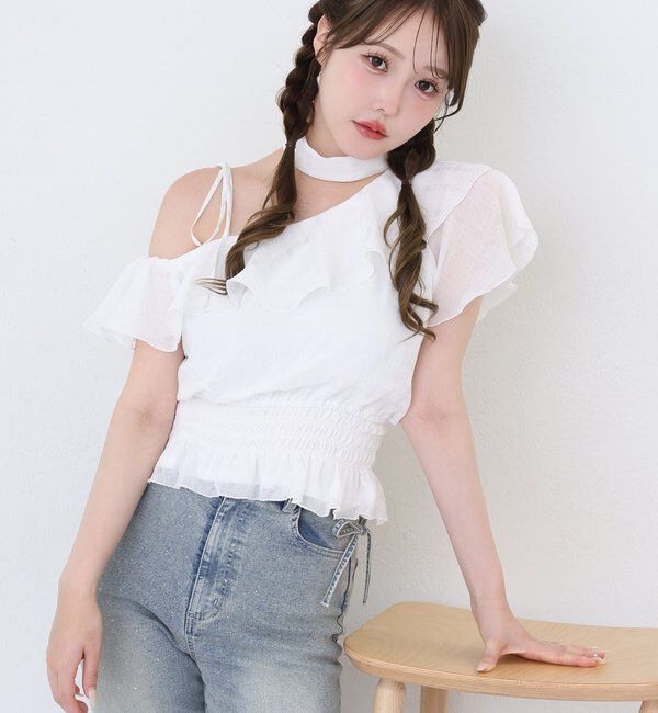  「チェーン付きキラキラフレアデニム」|その他|