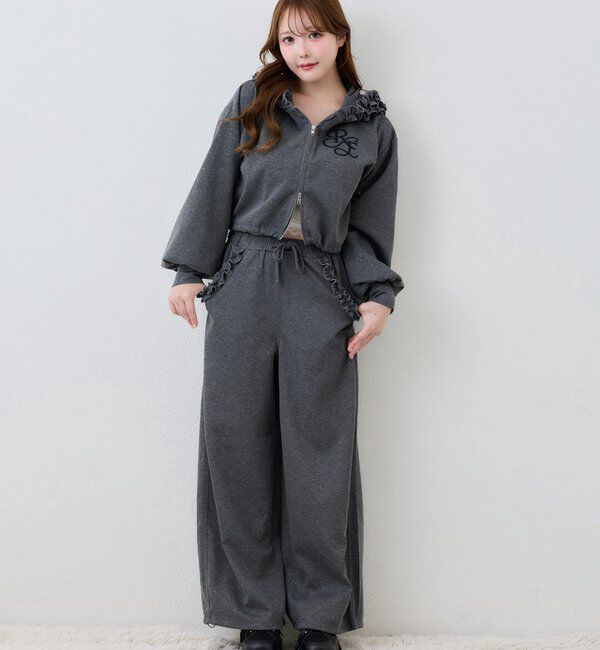  「【UVカット/セットアップ可能】刺しゅう入りキラキラスウェットパンツ」|その他|
