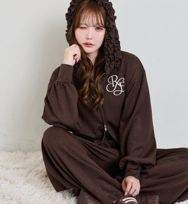  「【UVカット/セットアップ可能】刺しゅう入りキラキラスウェットパンツ」|その他|