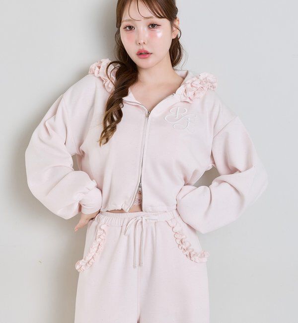  「【UVカット/セットアップ可能】刺しゅう入りキラキラスウェットパンツ」|その他|