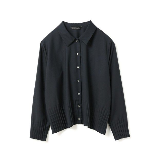 mizuiro ind「mizuiro ind プリーツヘムシャツ」|シャツ・ブラウス|ネイビー