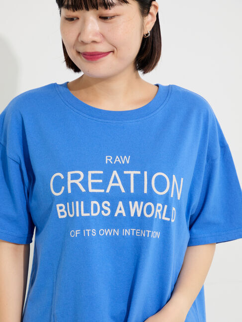 Samansa Mos2「【接触冷感】刺繍ロゴTシャツ」|Tシャツ・カットソー|ブルー