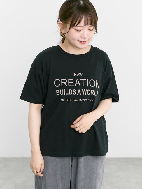 Samansa Mos2「【接触冷感】刺繍ロゴTシャツ」|Tシャツ・カットソー|ブラック