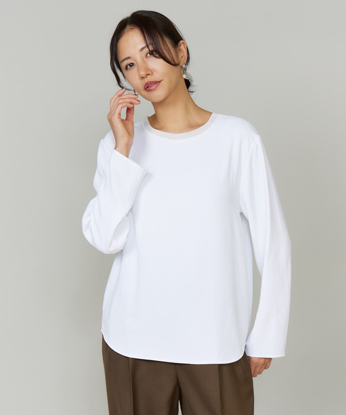INED「吸汗速乾ジョーゼットプルオーバー」|Tシャツ・カットソー|オフホワイト1