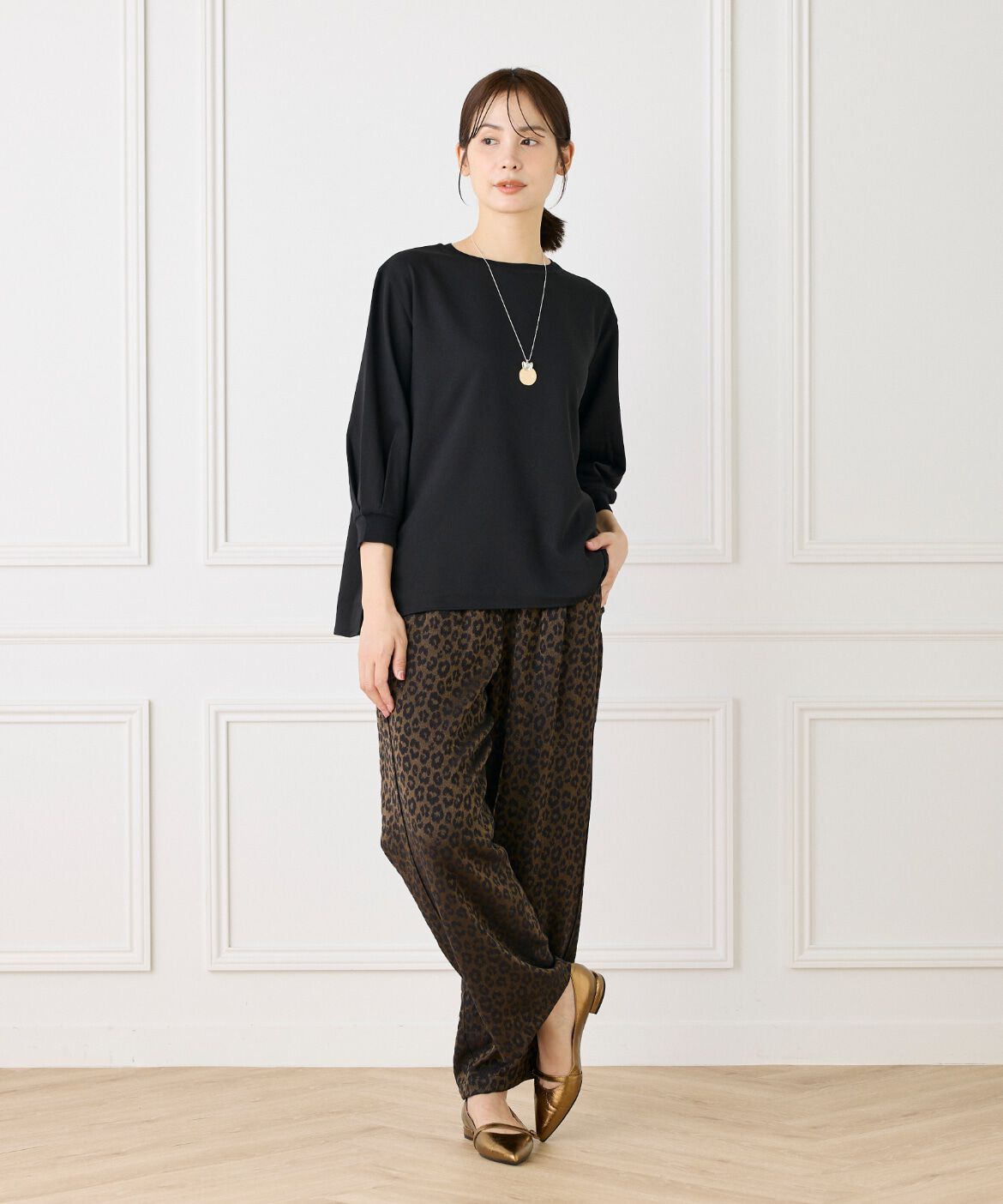 Le Souk「《大きいサイズ》異素材リブ 七分袖プルオーバー」|Tシャツ・カットソー|