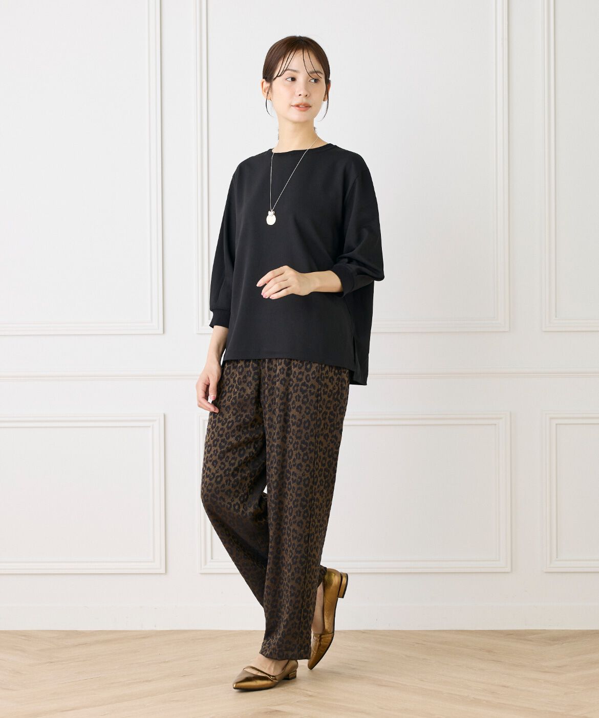 Le Souk「《大きいサイズ》異素材リブ 七分袖プルオーバー」|Tシャツ・カットソー|