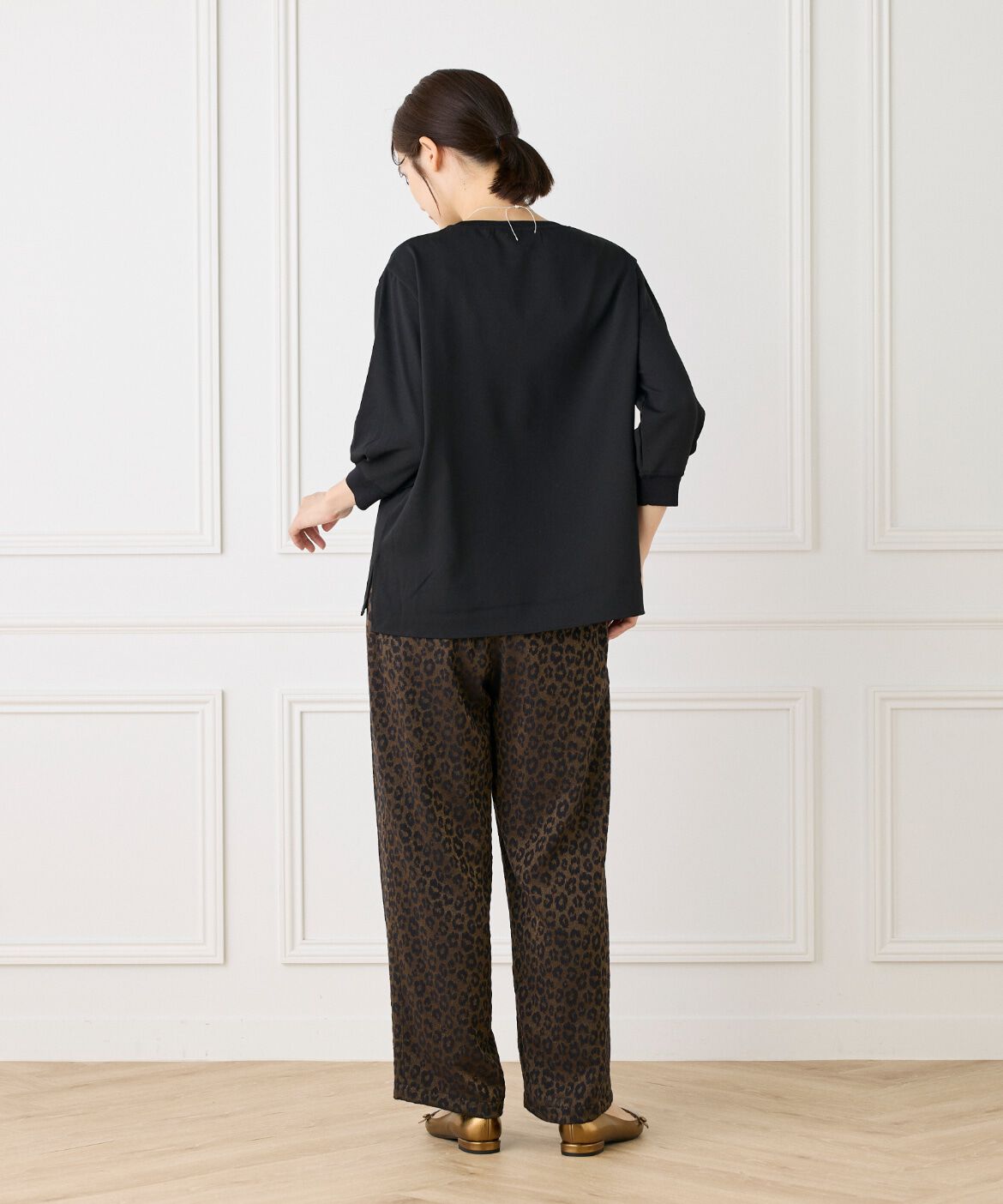 Le Souk「《大きいサイズ》異素材リブ 七分袖プルオーバー」|Tシャツ・カットソー|