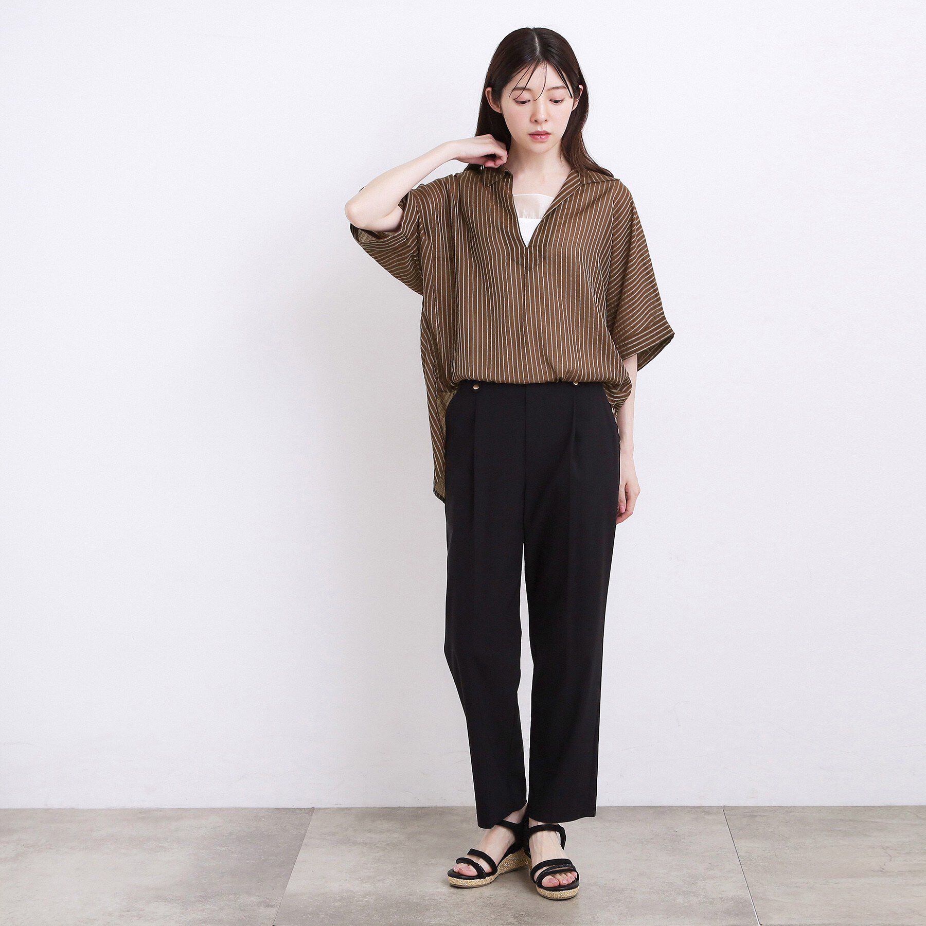 grove「【洗濯機◎・体型カバー】ON/OFF使える、シアースキッパーシャツ」|シャツ・ブラウス|