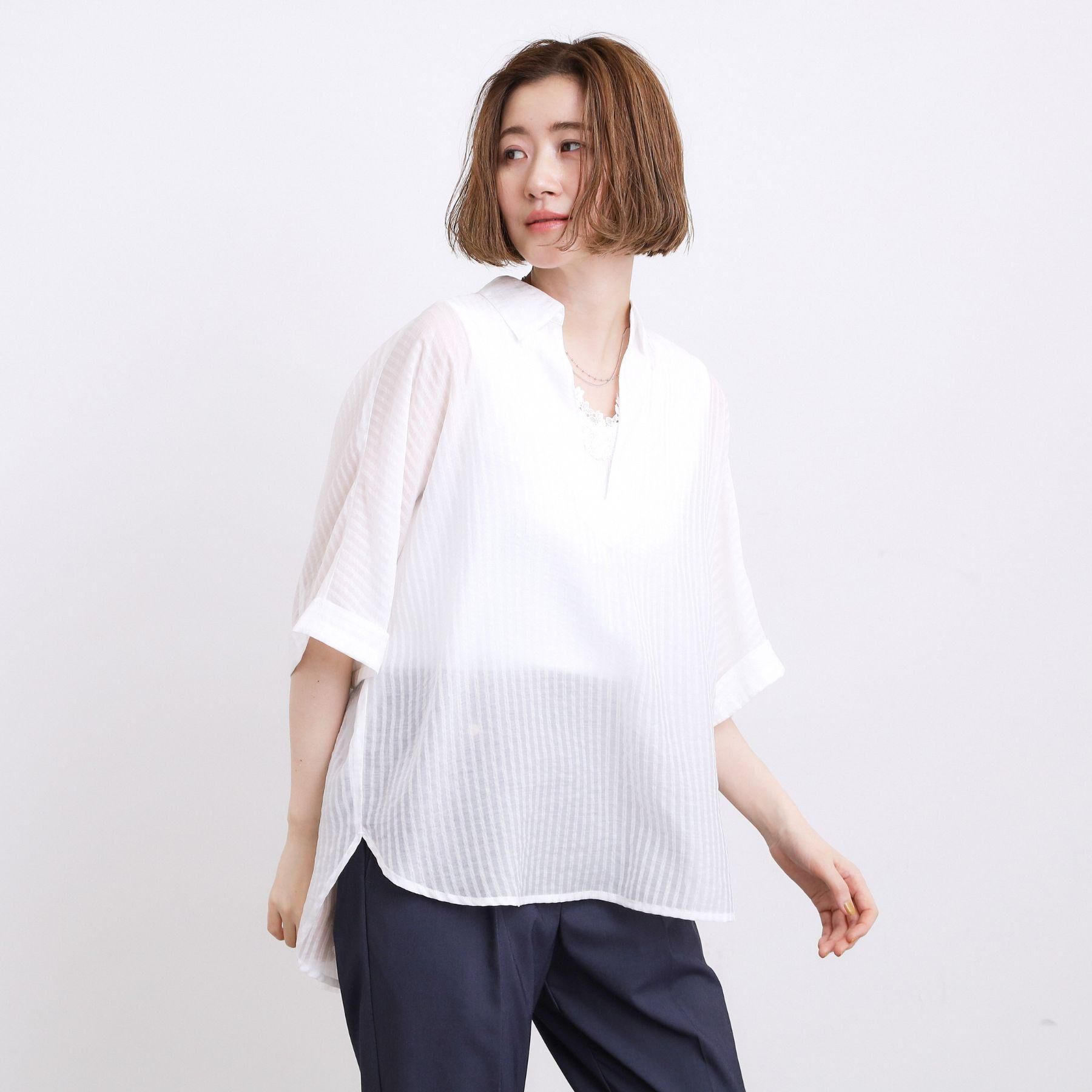 grove「【洗濯機◎・体型カバー】ON/OFF使える、シアースキッパーシャツ」|シャツ・ブラウス|