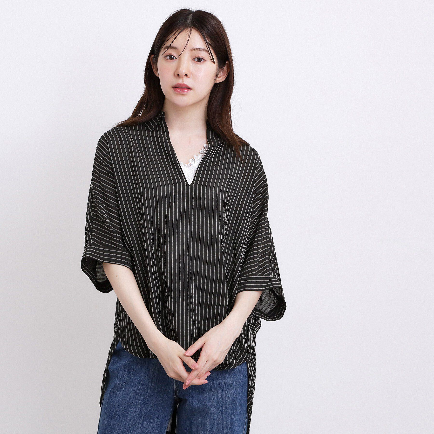 grove「【洗濯機◎・体型カバー】ON/OFF使える、シアースキッパーシャツ」|シャツ・ブラウス|