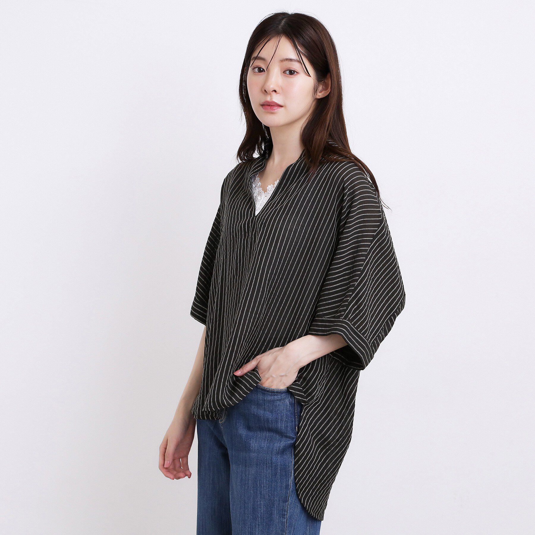 grove「【洗濯機◎・体型カバー】ON/OFF使える、シアースキッパーシャツ」|シャツ・ブラウス|