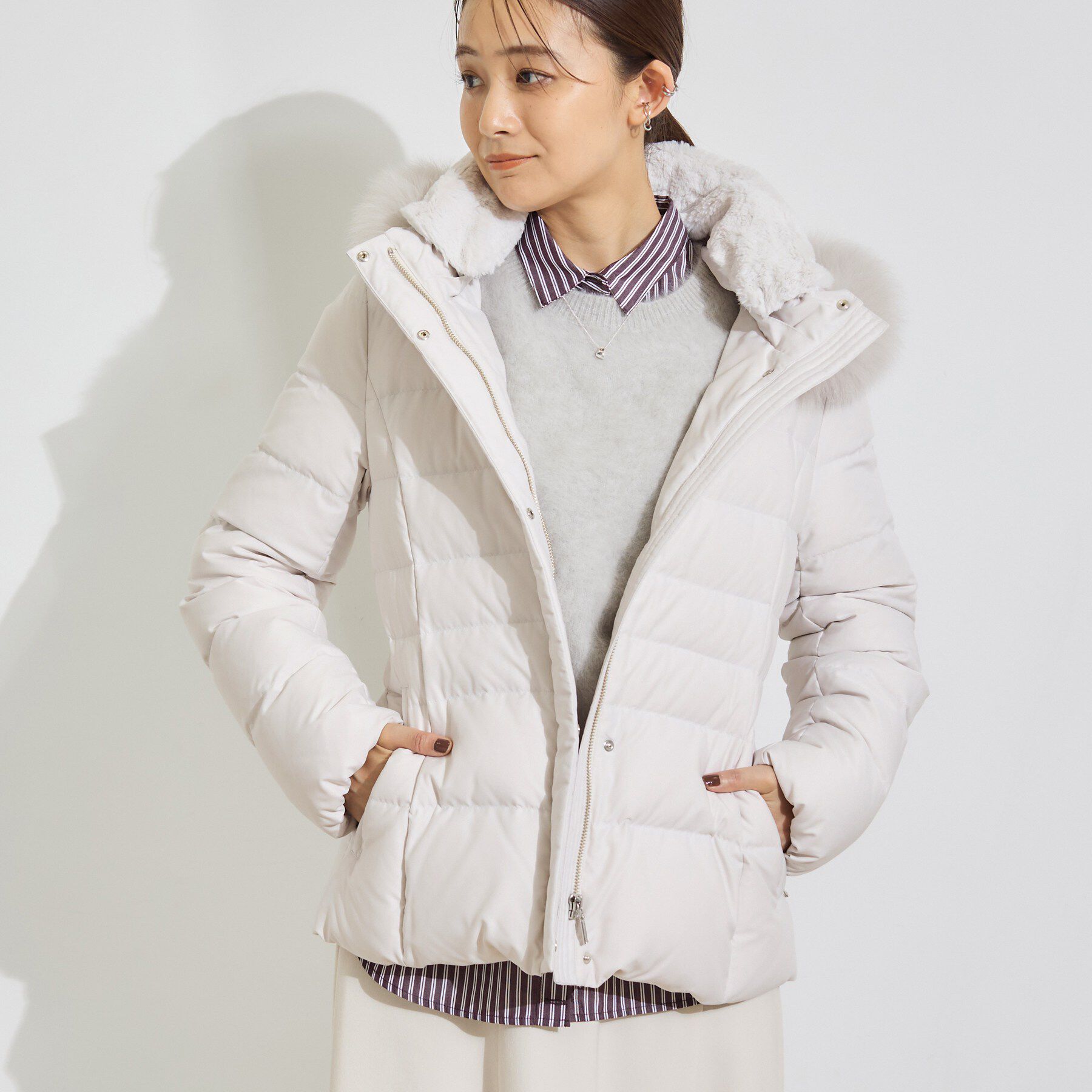 INDIVI「【名品／撥水／抗菌防臭】ショート丈リサイクルダウンコート」|ダウン|