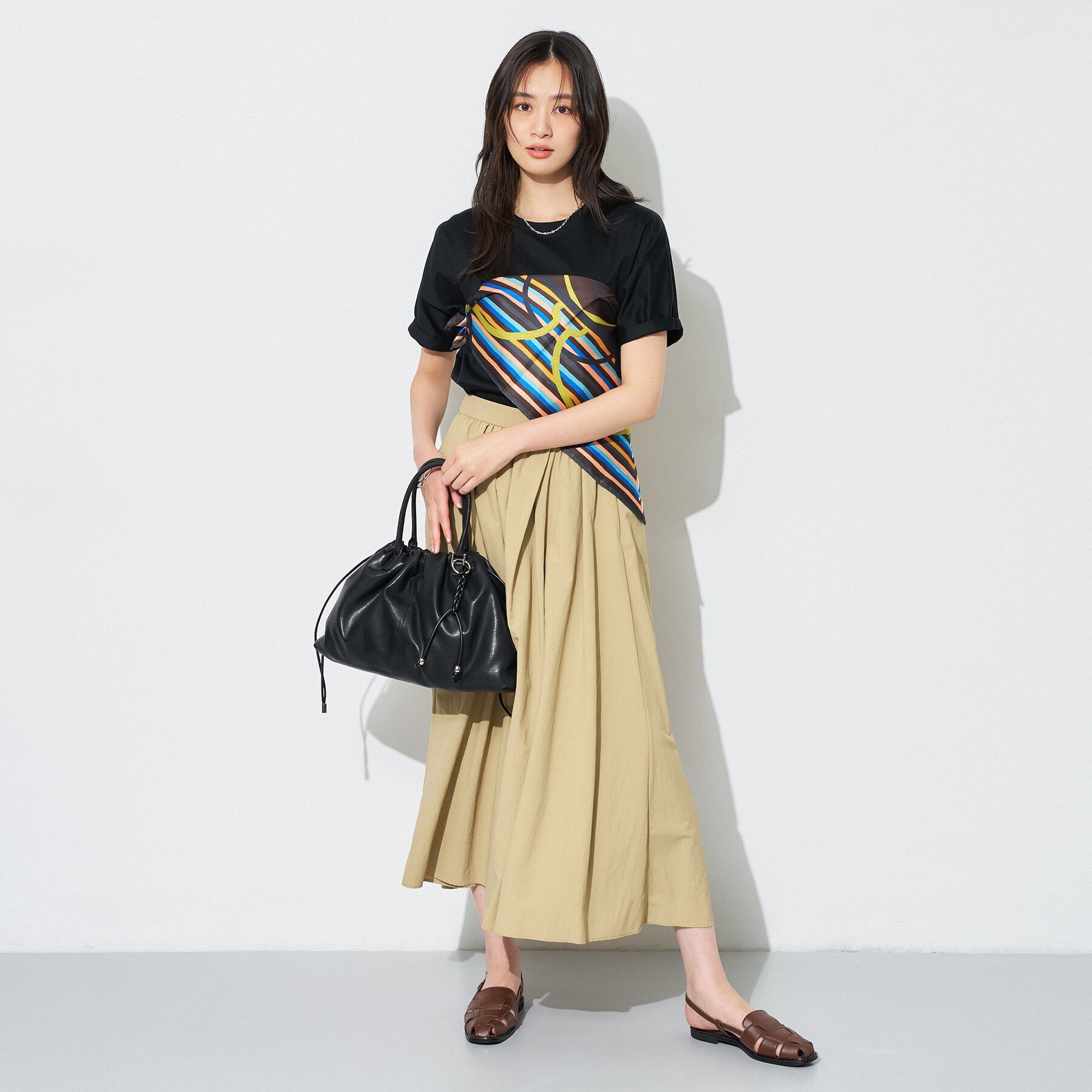 INDIVI「【70&times;70cm】ランダムストライプスカーフ」|ストール|