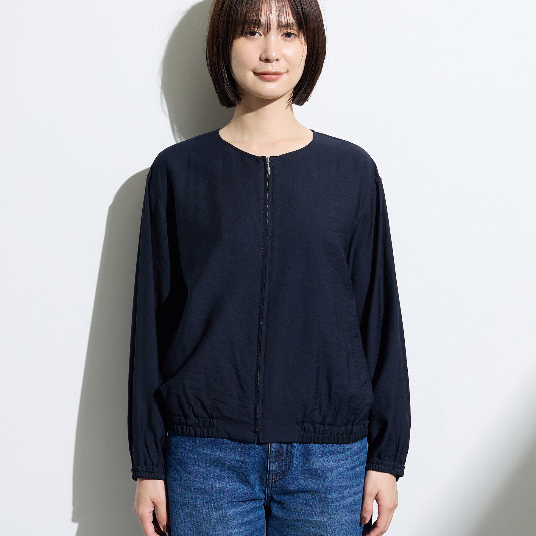 INDIVI「【キレイめ】シンプルノーカラーブルゾン」|ブルゾン・スタジャン|